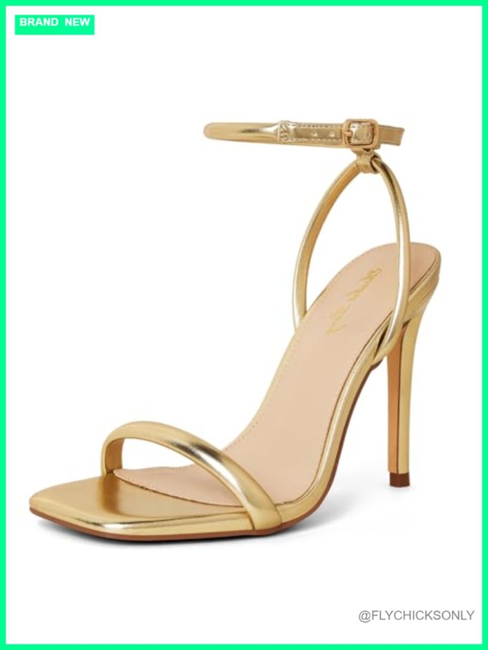 Womens Stiletto Heeled Sandals Open Square Toe Ankle Strap Party Wedding Dress